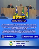 Convite para Sessão Ordinária no dia 13 de Março de 2026.